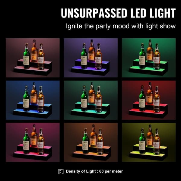 LED-belyst spiritusflaske displaybar hylde, RF & app kontrol, 16", 2-trins, justerbar belysning
