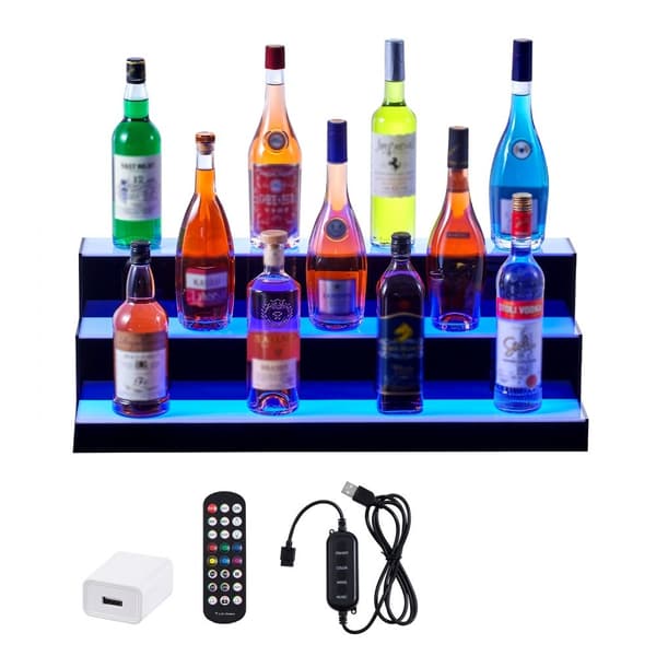 LED-upplyst spritflaskdisplay, Barhylla med RF- och appkontroll, 30" 3-stegs inställning