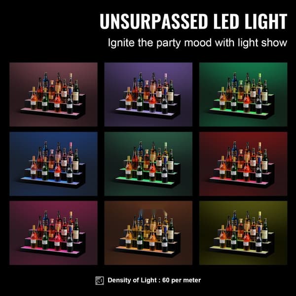 LED-upplyst spritflaskdisplay, Barhylla med RF- och appkontroll, 30" 3-stegs inställning