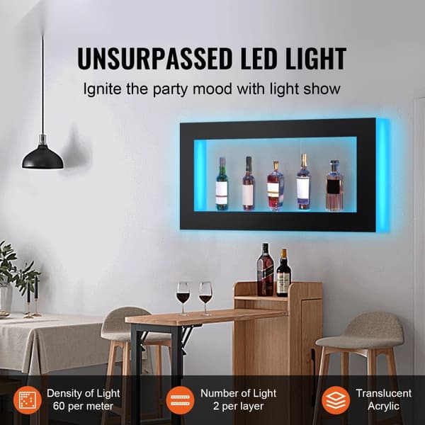 LED-upplyst spritflaskdisplay med RF & App-kontroll, 48 tum barhylla
