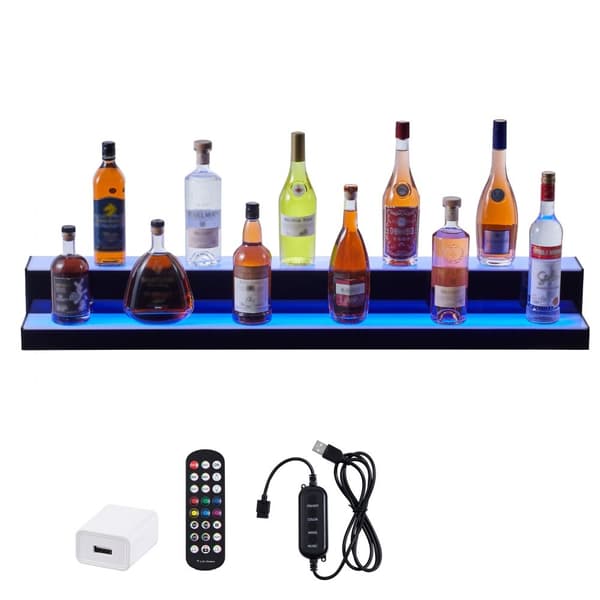 LED-valaistu viinapullon hylly, RF- ja App-ohjaus, 48", 2-vaiheinen näyttöpalkki