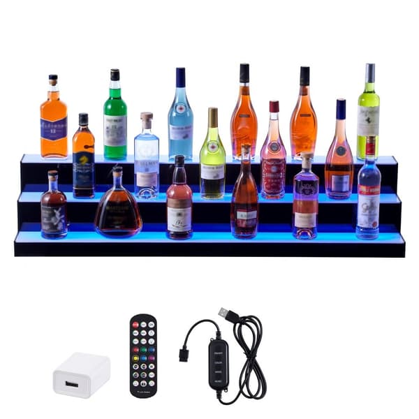 LED oplyste spiritusflaske displaybar, RF & app kontrol, 48" 3-trins hylde