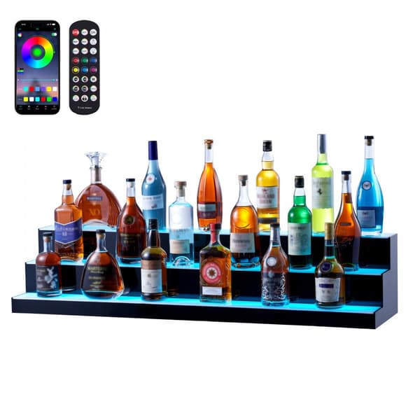 LED oplyste spiritusflaske displaybar, RF & app kontrol, 48" 3-trins hylde