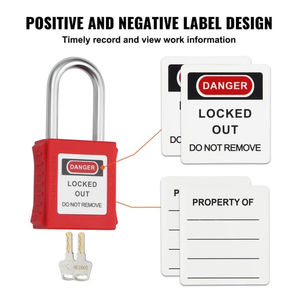 Lockout Tagout-låsesæt, 10 stk røde sikkerhedslåsehængelåse med 2 nøgler pr. lås, OSHA-kompatible, sikre og effektive lockout-løsninger
