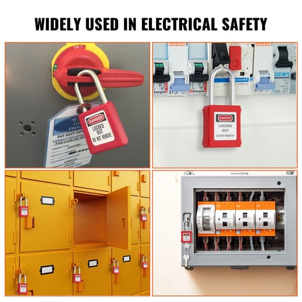 Lockout Tagout-låsesæt, 10 stk røde sikkerhedslåsehængelåse med 2 nøgler pr. lås, OSHA-kompatible, sikre og effektive lockout-løsninger
