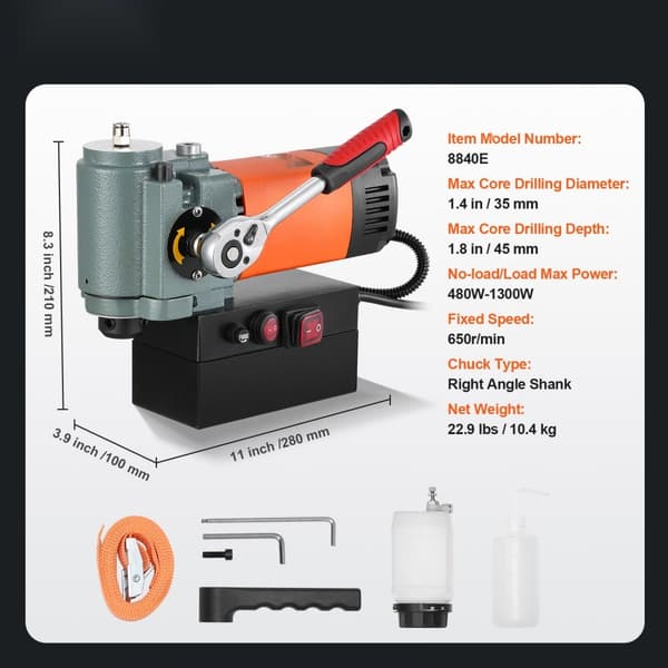 Magnetisk boremaskine 1300W, lav profil, letvægts bærbar, kraftfuld ydeevne, praktisk design