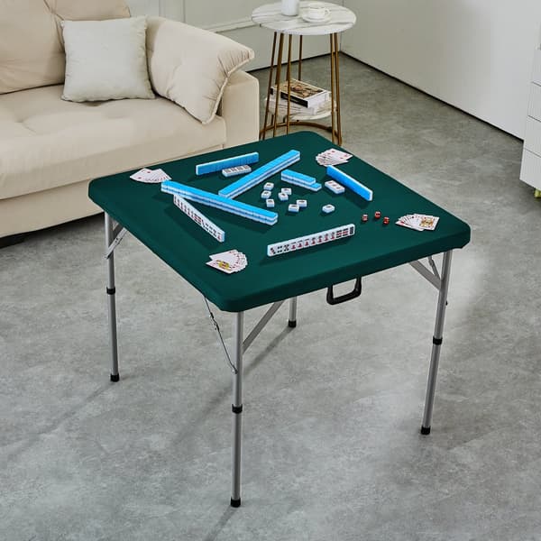 Mahjong-bord med 4 spelare, hopfällbart med 144 Majiang-plattor och 3 tärningar, bärbart och dubbelfällbart