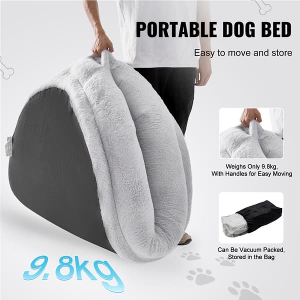 Menneskelig hundeseng 72x48x10 tommer, stor hundeseng i menneskestørrelse, vaskbar imiteret kaninpels, komfortabel og stilfuld