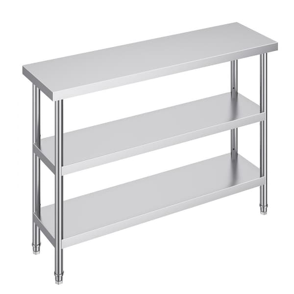 Ruostumattomasta teräksestä valmistettu kaupallinen keittiön ruokapöytä, 14"x48", kestävä ja helppo puhdistaa