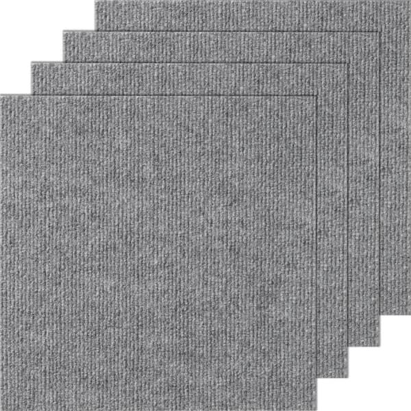 Tæppefliser Skræl og Klæb, 12" x 12" Selvklæbende Gulvfliser, Bløde Polstrede Tæppefliser, Nem Installation, Gør-Det-Selv løsning