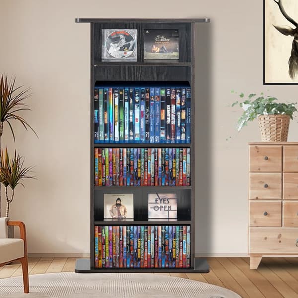 Median säilytyskaappi 5 kerrosta, säädettävät DVD-hyllyt, 240 CD-levyn kapasiteetti, Espresso-väri