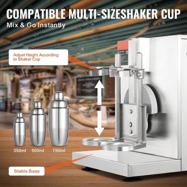 Milkshake Maker 120W, Elektrisk Te Shaker, Rustfrit Stål, Kommerciel Maskine, Hurtig og Effektiv