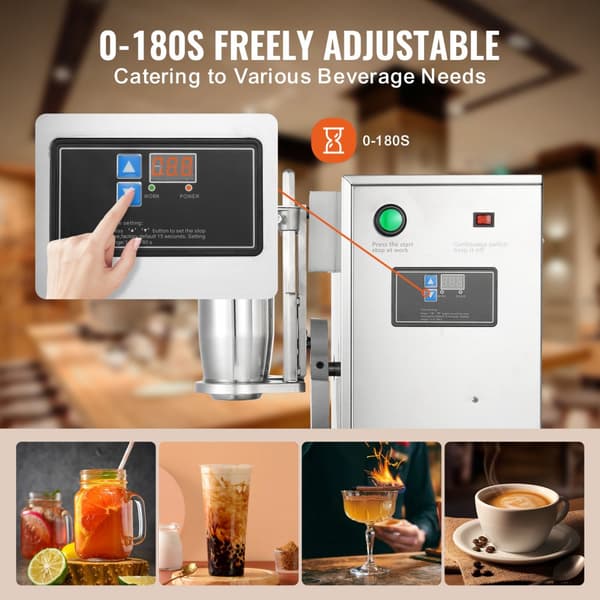 Milkshake Maker 120W, Elektrisk Te Shaker, Rustfrit Stål, Kommerciel Maskine, Hurtig og Effektiv