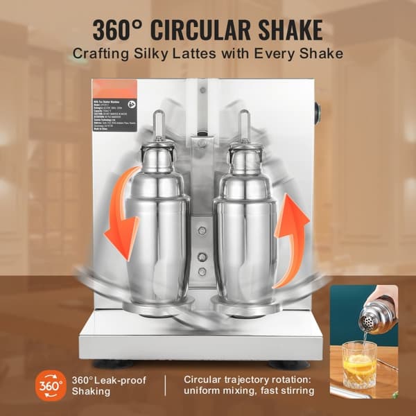 Milkshake Maker 120W, Elektrisk Te Shaker, Rustfrit Stål, Kommerciel Maskine, Hurtig og Effektiv