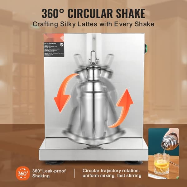 Milkshake Maker 120W, Elektrisk Milk Tea Shaker, Rustfrit Stål, Kommerciel Maskine