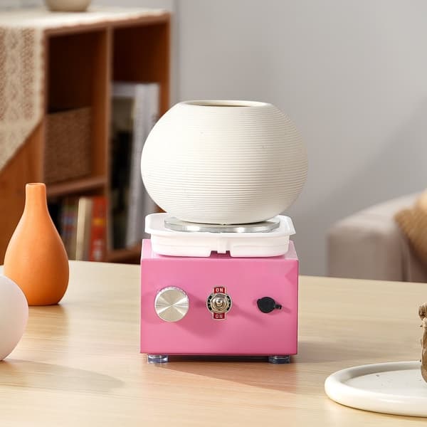 Mini Keramikhjul, Elektrisk Keramisk Maskin, 0-320 RPM, Rosa, Perfekt för Hemmakreativitet