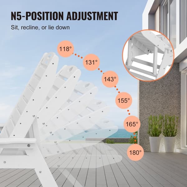 Utomhus Schäslong Stol Justerbar Liggande Bänk för Uteplats, Vit Solstol med Bekväm Design