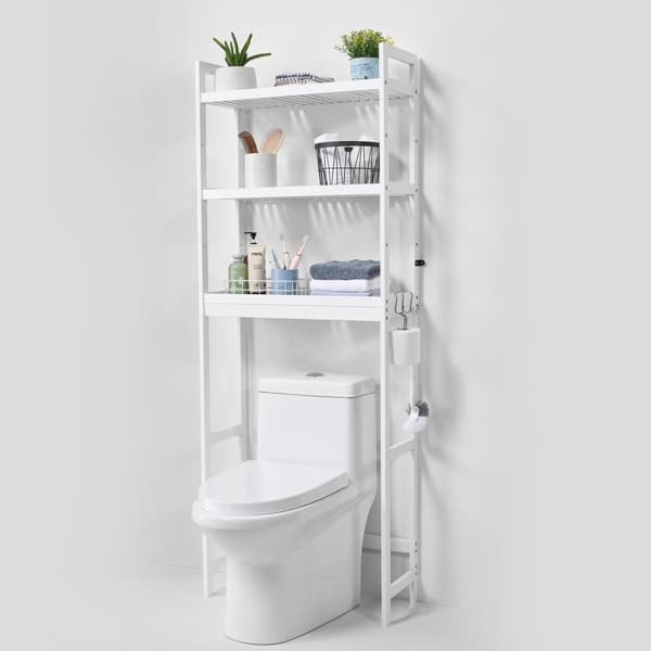 Toiletopbevaring 3-lags badeværelseshylde, pladsbesparende organiser, smart opbevaring, holdbar konstruktion