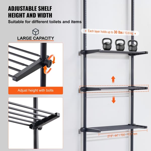 Toiletopbevaring 4-lags badeværelseshylde, pladsbesparende organiser med moderne design