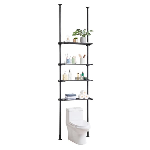 Toiletopbevaring 4-lags badeværelseshylde, pladsbesparende organiser med moderne design