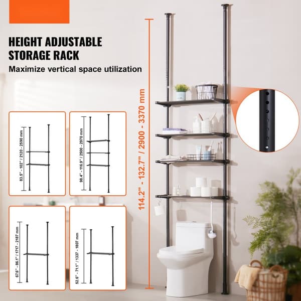 Toiletopbevaring 4-lags badeværelseshylde, pladsbesparende organiser med moderne design