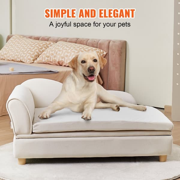 Hundesofa 5-i-1 til store hunde og katte, blød fløjlsagtig konstruktion, 50 kg kapacitet, hvid color