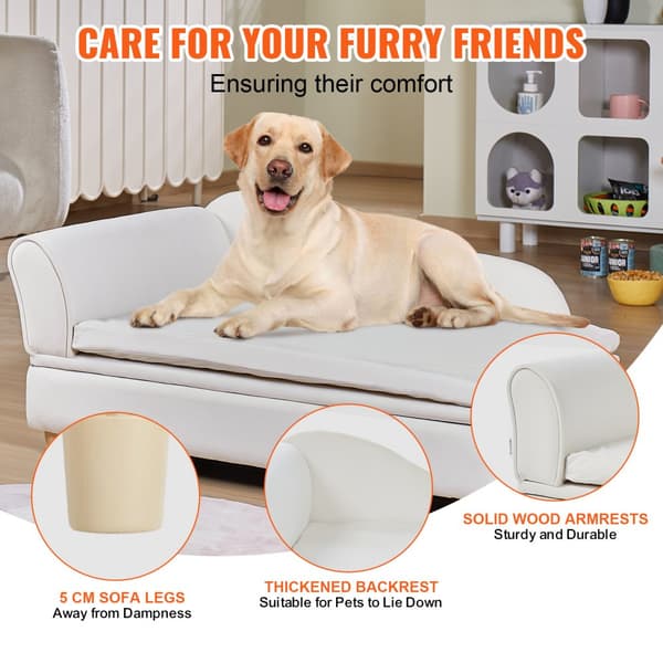 Hundesofa 5-i-1 til store hunde og katte, blød fløjlsagtig konstruktion, 50 kg kapacitet, hvid color