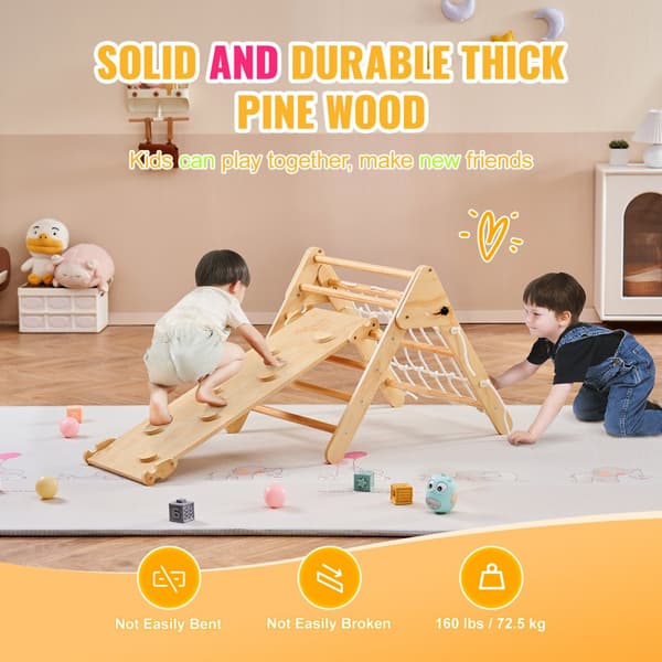 Pikler-triangeli 4-in-1 -setti, Montessori-kiipeilylelut taaperoille 1-3-vuotiaille