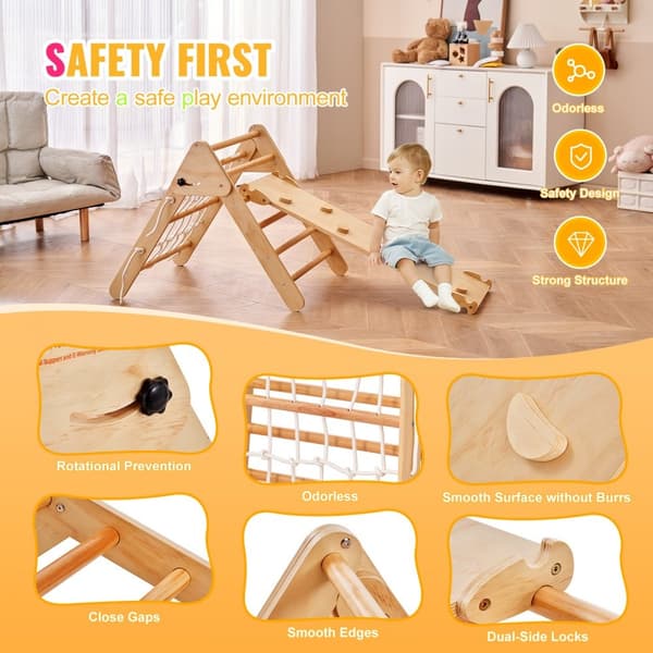 Pikler-triangeli 4-in-1 -setti, Montessori-kiipeilylelut taaperoille 1-3-vuotiaille