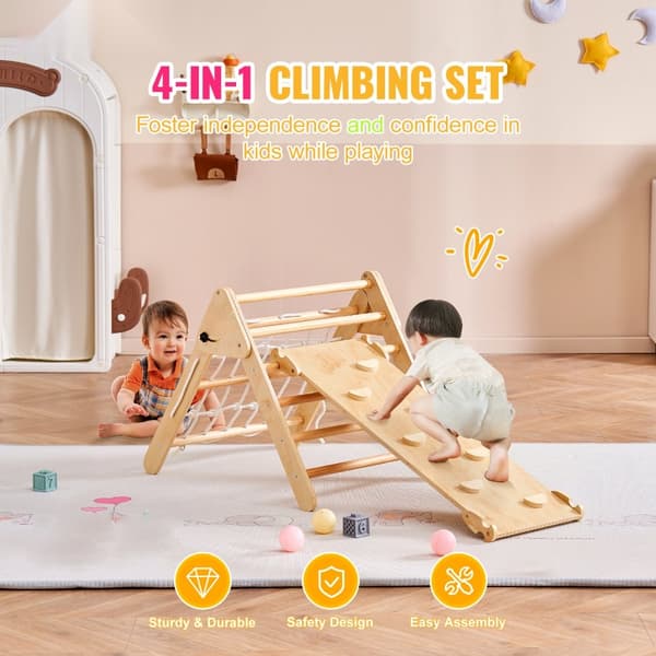 Pikler-triangeli 4-in-1 -setti, Montessori-kiipeilylelut taaperoille 1-3-vuotiaille