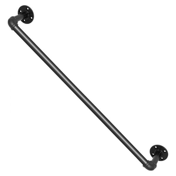 Pipe Trappe Gelænder 2 FT Kulstofstål, Vægmontering, Robust Design, Sikkerhedsgelænder