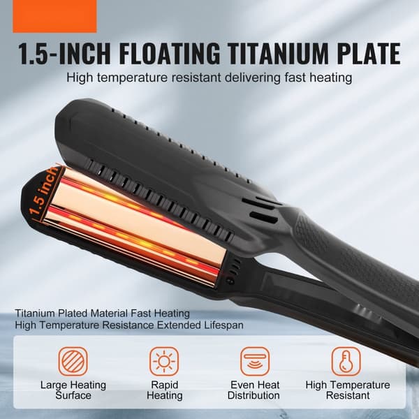 Plattång 1,5", Titanium plattjärn, Dual Infrared Tech, 19 temperaturnivåer, professionell hårstyling
