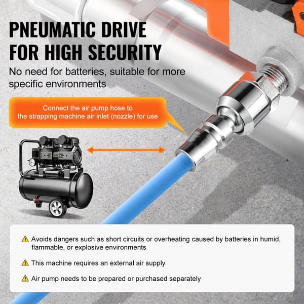 Pneumaattinen vannetyökalu, käsikäyttöinen vannekone 1/2"-3/4", PET-materiaalille, kestävä ja tehokas työskentelyyn