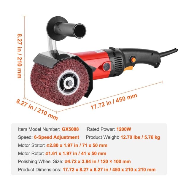 Kiillotuskone 1200W, 6-nopeuksinen sähköinen metallinkiillotuskone, 4-pyöräinen, tehokas ja kestävä käyttöön