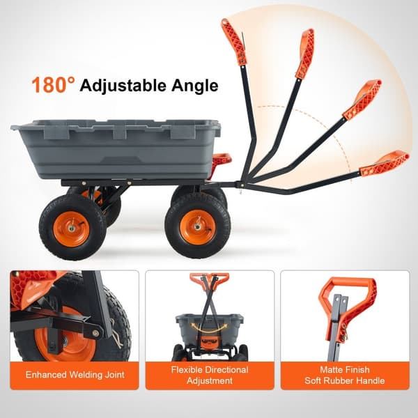 Poly Garden Dump Cart 6,48 kuutiojalkaa, 1200 lbs, Raskaat pihakärryt ja vaunut