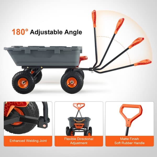 Poly Garden Dump Cart - Raskaat Pihakärryt 800 lbs, 10" Renkaat, Kestävä ja Käytännöllinen