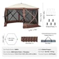 Pikkukuva 7 / 9: Pop Up Gazebo Teltta, 6-puolinen Aurinkosuojakatto, Pop-Up Screen, Ruskea, Helppo Kokoontaa ja Purkaa