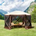 Pikkukuva 8 / 9: Pop Up Gazebo Teltta, 6-puolinen Aurinkosuojakatto, Pop-Up Screen, Ruskea, Helppo Kokoontaa ja Purkaa