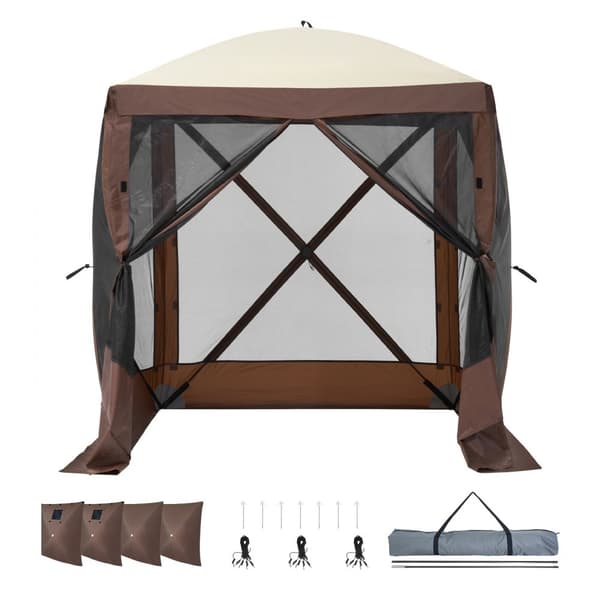 Pop Up Gazebo-tält, 4-sidigt skärmtak, Pop-Up Screen-tält, Solskydd, Brun