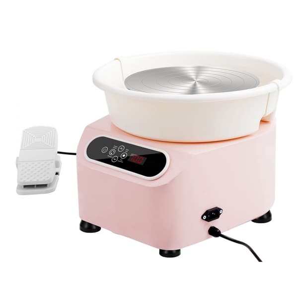 Pottemagerhjul 10 tommer, keramisk hjul, fodpedal, touch skærm, forklæde, 350W, pink