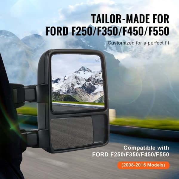 Power Opvarmede Trækspejle til Ford F250 F350 F450 F550 2008-2016, Sammenklappelig, Klargøring til Vinter