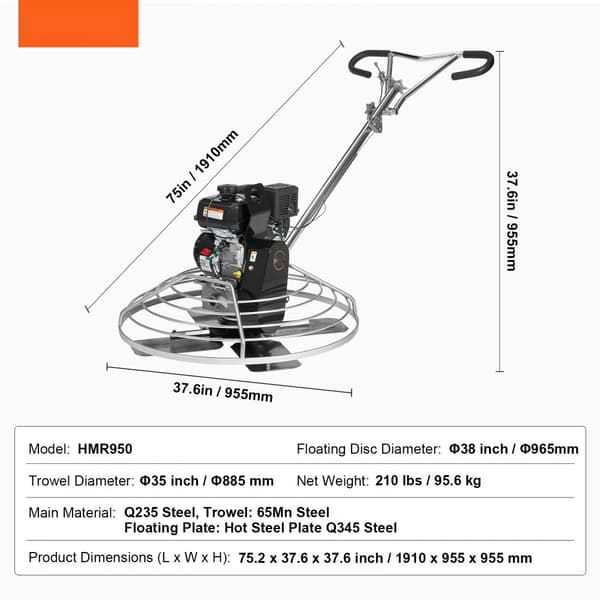 Power Walk-Behind cementspartel 38" 6HK gasdrevet med flydepande, effektiv og holdbar