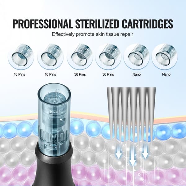 Professionell Microneedling Pen, Elektrisk Skönhetspenna med 6 Nålar, Justerbara 6 Hastigheter, Hudförbättring