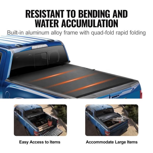 Quad-Fold Tonneau Cover til Dodge Ram 1500 (2002-2024) - PVC, vandtæt, nem installation, holdbart design