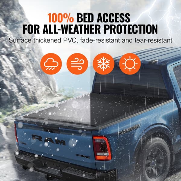 Quad-Fold Tonneau Cover til Dodge Ram 1500 (2002-2024) - PVC, vandtæt, nem installation, holdbart design