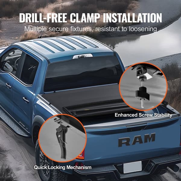 Quad-Fold Tonneau Cover til Dodge Ram 1500 (2002-2024) - PVC, vandtæt, nem installation, holdbart design
