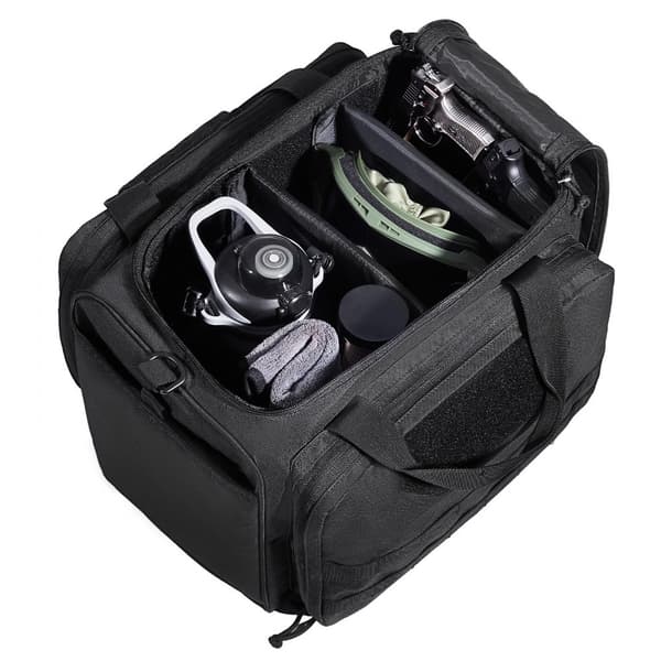 Taktisk Range Bag til 3 Pistoler, Sort, Enkelt Skulderrem, Holdbar og Rumlig