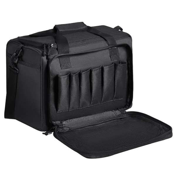 Taktisk Range Bag til 3 Pistoler, Sort, Enkelt Skulderrem, Holdbar og Rumlig