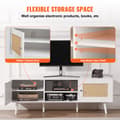 Miniatyrbillede 5 af 9: Rattan TV Stand 65", Boho TV Stand med Indbygget Stik, Hvid, Modern Design, Holdbar Kvalitet