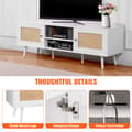 Miniatyrbillede 6 af 9: Rattan TV Stand 65", Boho TV Stand med Indbygget Stik, Hvid, Modern Design, Holdbar Kvalitet